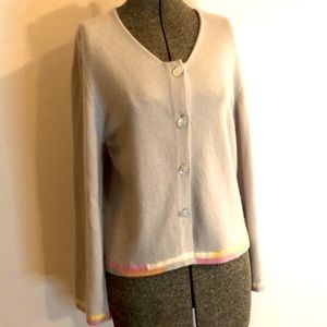 CHANEL Cashmere button down vintage cardigan with mother of pearl cc buttons